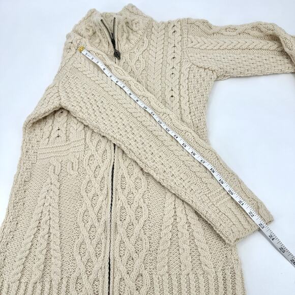 Aran Woollen Mills Cable Aran Full Zip Cardigan Women’s SMALL Merino Wool Chunky - Picture 9 of 10